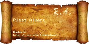 Riesz Albert névjegykártya